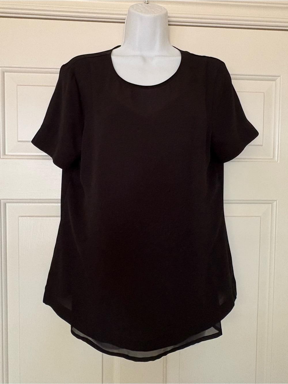Worthington Women's Black Short Sleeve Round Neck Blouse w/cami, Size Small